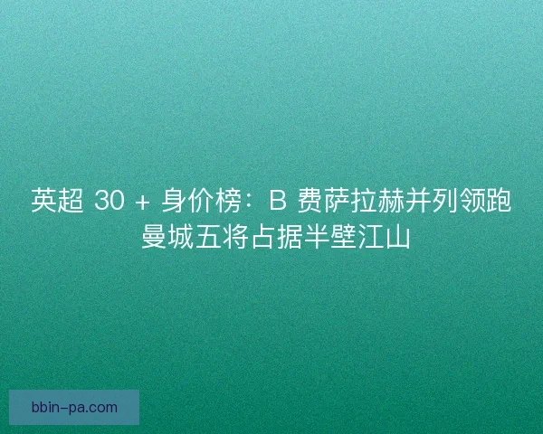 英超 30 + 身价榜：B 费萨拉赫并列领跑 曼城五将占据半壁江山
