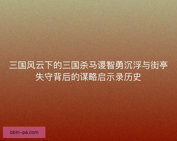 三国风云下的三国杀马谡智勇沉浮与街亭失守背后的谋略启示录历史