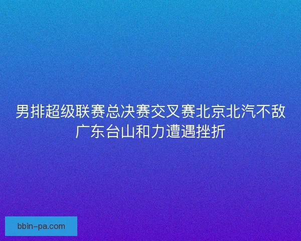 男排超级联赛总决赛交叉赛北京北汽不敌广东台山和力遭遇挫折